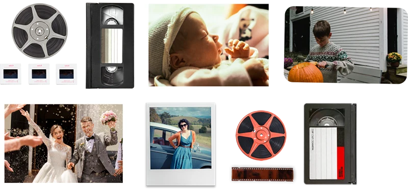 many forms of media from VHS to Photos