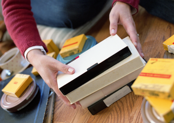 Woman packing up her memories
